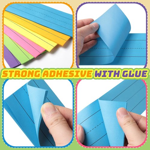 Skiennix 150 Sheets Ruled Rainbow Sentence Strips - Perfect for School & Office Use | 6 Pack