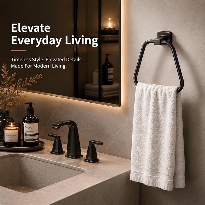 Oil Rubbed Bronze Towel Ring for Bathroom, Kitchen Bath Towel Holder Hangers Wall Mount Heavy Duty Stainless Steel