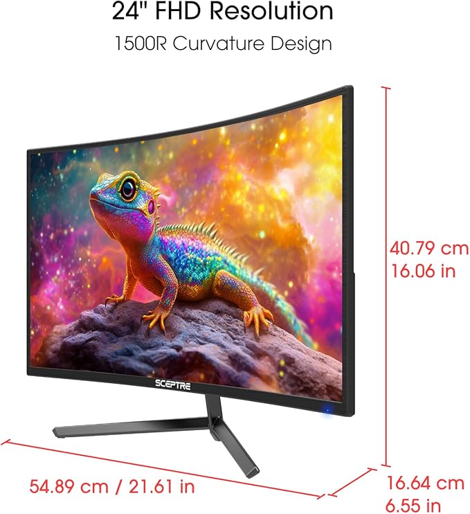 Sceptre New 24-inch Curved Gaming Monitor 1080p up to 180+Hz DisplayPort HDMI 100% sRGB, AMD FreeSync Build-in Speakers Machine Black 2026 (C248B-FWT168 Series)