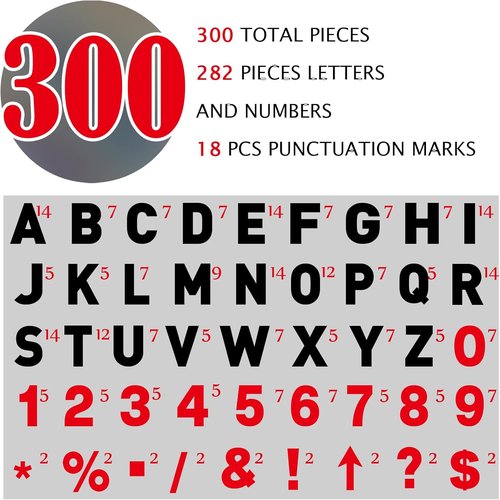 Leinuosen Changeable Letters - 300 Pcs Black Acrylic Marquee Sign Board | 4'' & 5'' Sizes