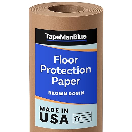 Floor Protection Paper, 36 inch x 166 ft Roll, Made in USA, 69# Brown Rosin Masking Paper Roll, 100% Recycled, Thick Floor Covering for Painting, Moving, and Construction