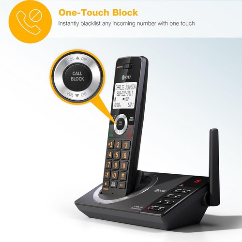AT&T Cordless Home Phone - 4-Handset DECT 6.0 System with Large Display & Smart Call Blocker | Charcoal Black