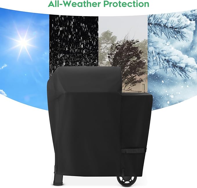 EZ-DONGTENG Heavy-Duty 600D BBQ Grill Cover Compatible with Weber Searwood 600 Pellet Grill, 3400145 Weber Searwood 600 Cover, Black