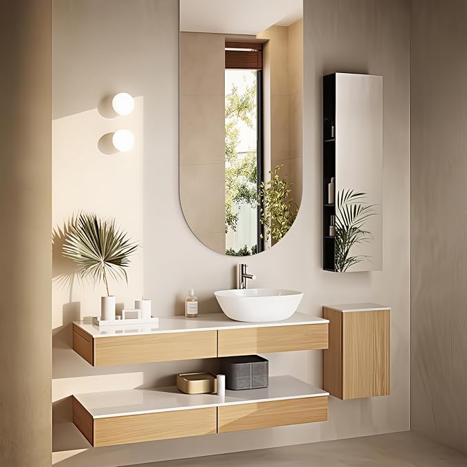 Niccy Arched Mirror, 21"x57" Arch Bathroom Mirror, Decorative Modern Mirrors for Bathroom, Bedroom, Living Room, Entryway, Frameless Vanity Mirror, Unique Wall Mounted