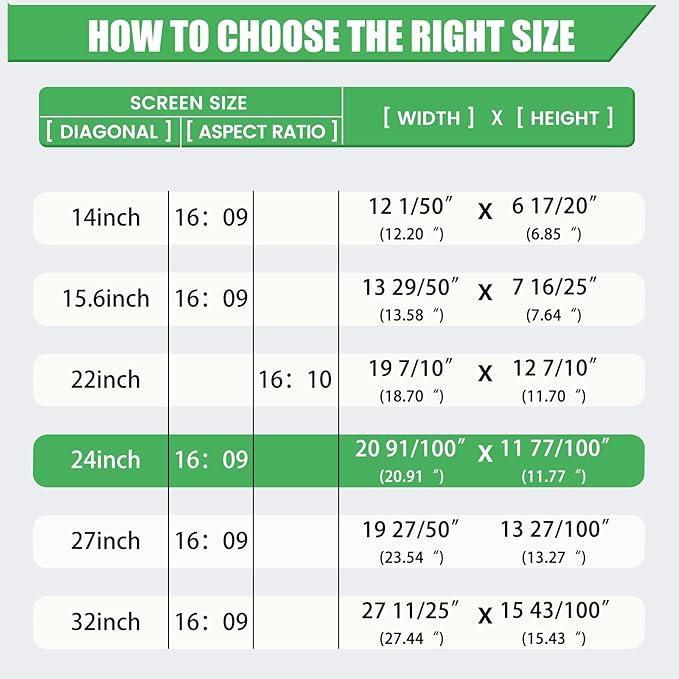 [2 Pack/Family Size]Eliwhale 24 inch Computer Screen Privacy Filter for 16:9 Widescreen Monitor, Matte Anti-Glare and Anti-Spy, Bluelight Block, Eye Healthy Privacy Shield, Width*Height: 531mm*299mm for LG HP AOC Acer and More