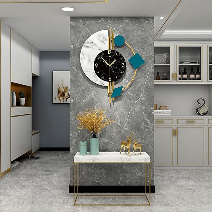 Large Wall Clocks for Living Room, Modern Silent Wall Clocks Operated Non-Ticking, Quartz Clock Metal Glass Decoration for Living Room, Kitchen, Dining Room, Bedroom
