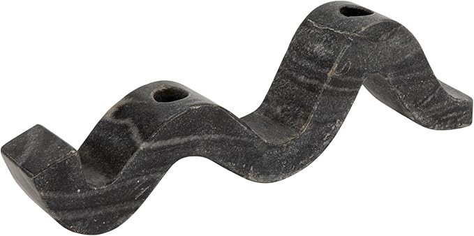 Bloomingville Marble Wave Double Taper Candle Holder, Grey