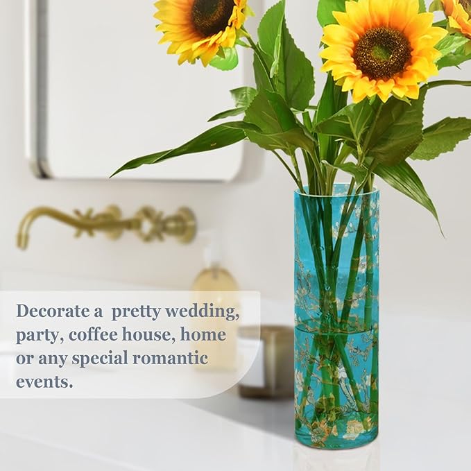 Vase Plastic Vase Elegant Cylinder Flower Vase Shatterproof Decorative Centerpiece for Home Table Office Weddings Events (11.8 x 3.9 in)
