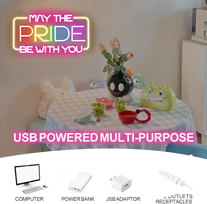 May The Pride Be With You Neon Sign, Pride Neon Light for LGBT Gay Bar Party Decorations, Rainbow Pride Sign, Love Wins Neon Sign for Bedroom Living Room Store Gay Bar Club Party Girls Gift