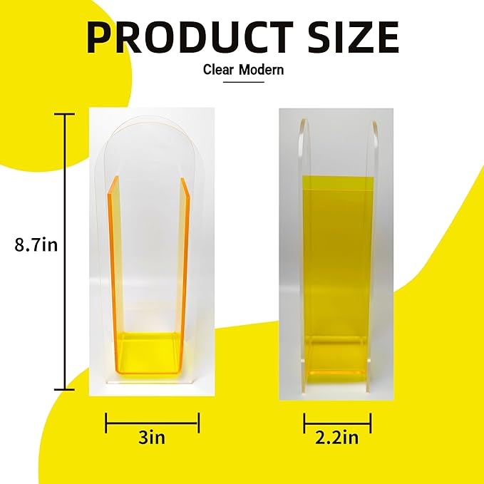 Acrylic Vase Creative Gifts Minimalist Design Wedding Centerpiece Home Office Decor Elegant Floral Display Stand(Not Including Flowers) (Semi-Yellow, 1PCS)