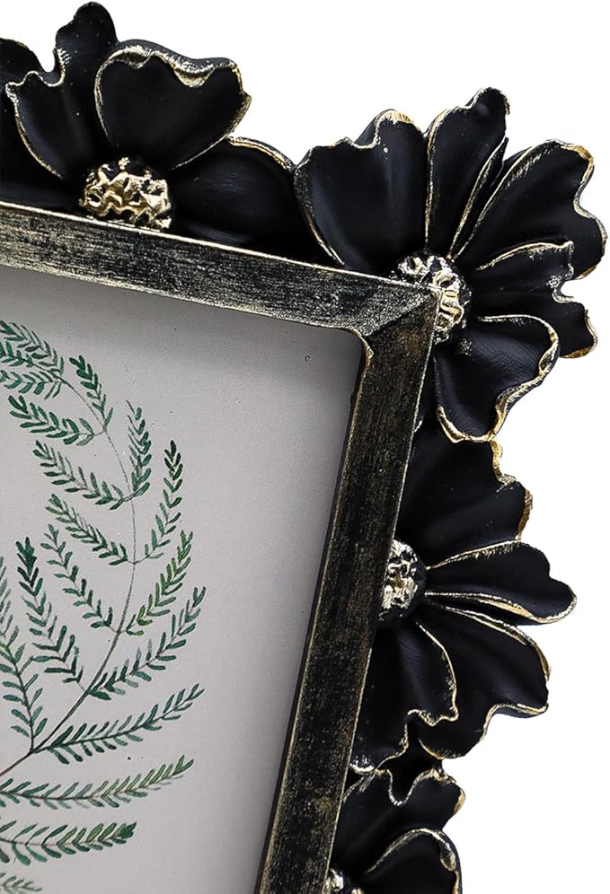 2.5x3.5 Small Vintage Picture Frame, Tiny Antique Black Ornate Photo Frame, for Tabletop and Wall Display, Decorative Floral Design Retro Home Decor, Old Fashioned Photo Gallery Art