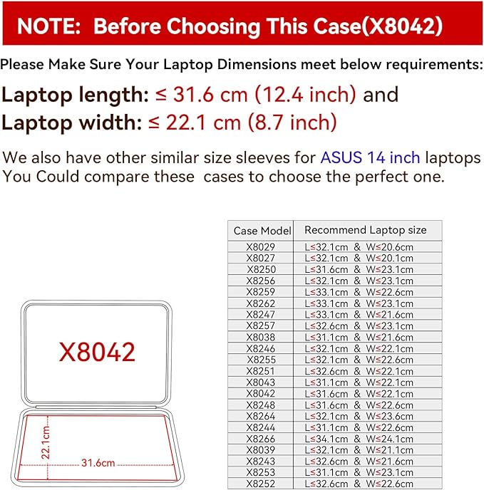 Smatree Hard EVA Protective Sleeve Compatible for 14 inch ASUS Vivobook 14 X1407, ASUS Vivobook 14 M1407/X1407QA Copilot+PC, ASUS Vivobook S14 S3407QA Copilot+PC, ASUS Zenbook 14 UX3402 Case (X8042)