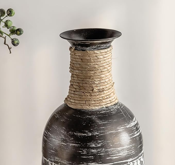 Decorative Rustic Iron Vase,23 inches 28 inches 30 inches Tall Large Metal Floor Vase,Farmhouse Vintage Floweral Vase for Living Room Home Decoration (Blue 4)