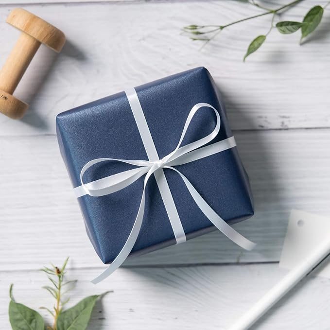 RUSPEPA Navy Blue Matte Wrapping Paper - Solid Color Pearly - lustre Paper Perfect for Wedding, Birthday, Christmas, Baby Shower -17 Inches X 32.8 Feet