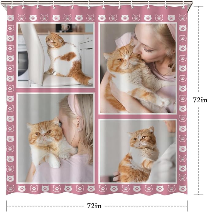 Personalized Shower Curtain Set Custom Photo Shower Curtains Modern Minimalist Home Bathroom Curtain Decor with 12 Hooks 72 Inch Wide * 72 Inch High