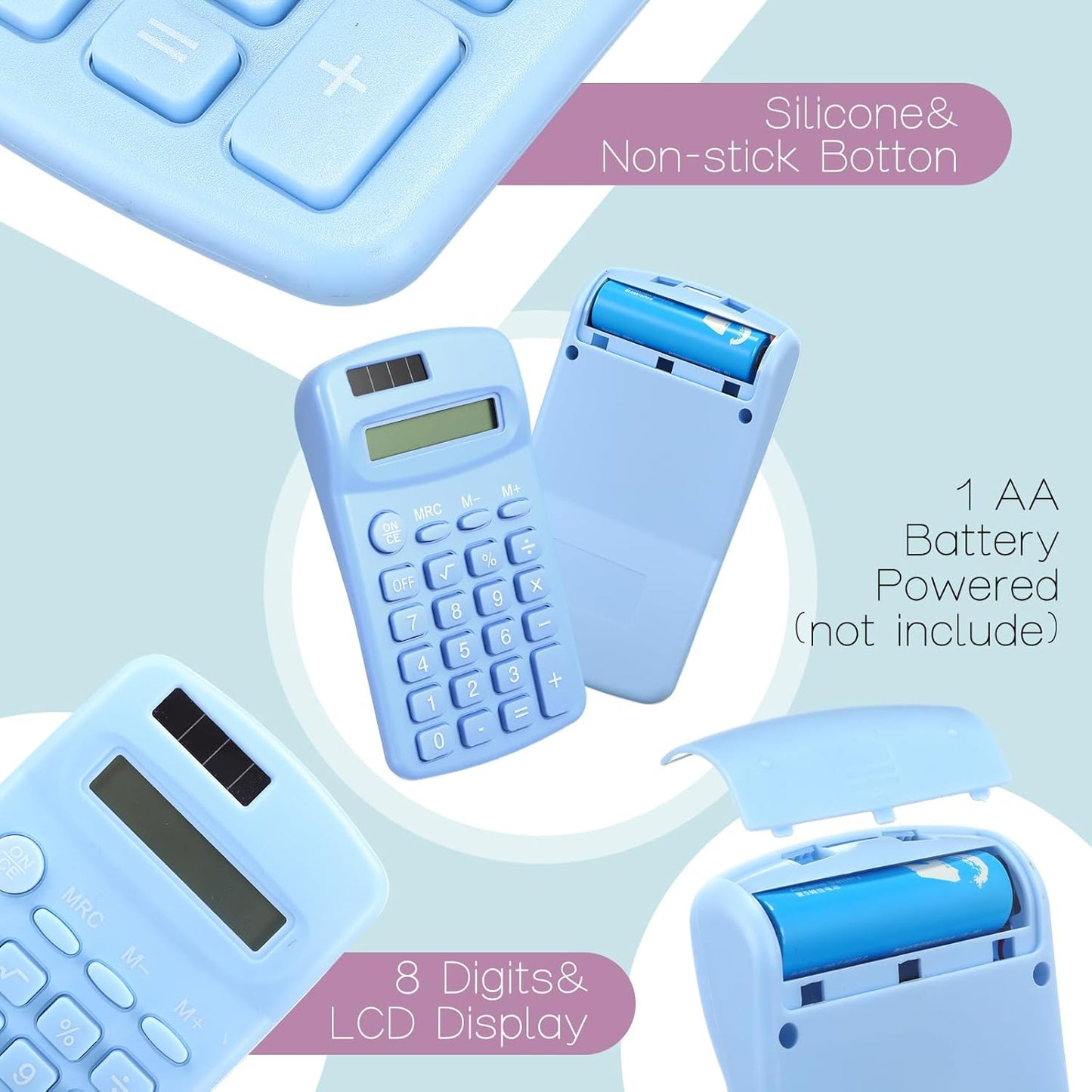 Skiennix Pocket Calculator - Compact 4-Function Mini Calculator for Students | 30 Pack, Multicolor