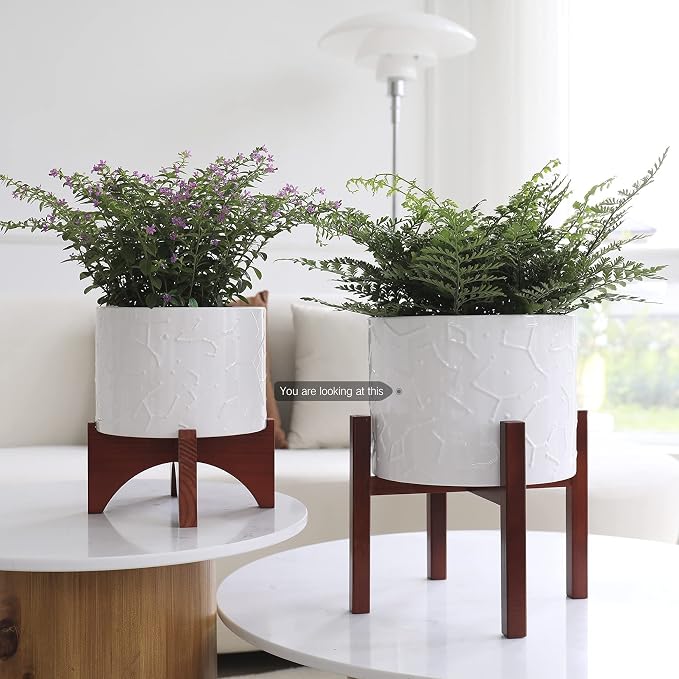 LA JOLIE MUSE Plant-Pots Flower Pots,10 Inch Plant Pot Ceramic Planter with Stand Planters for Indoor Plants