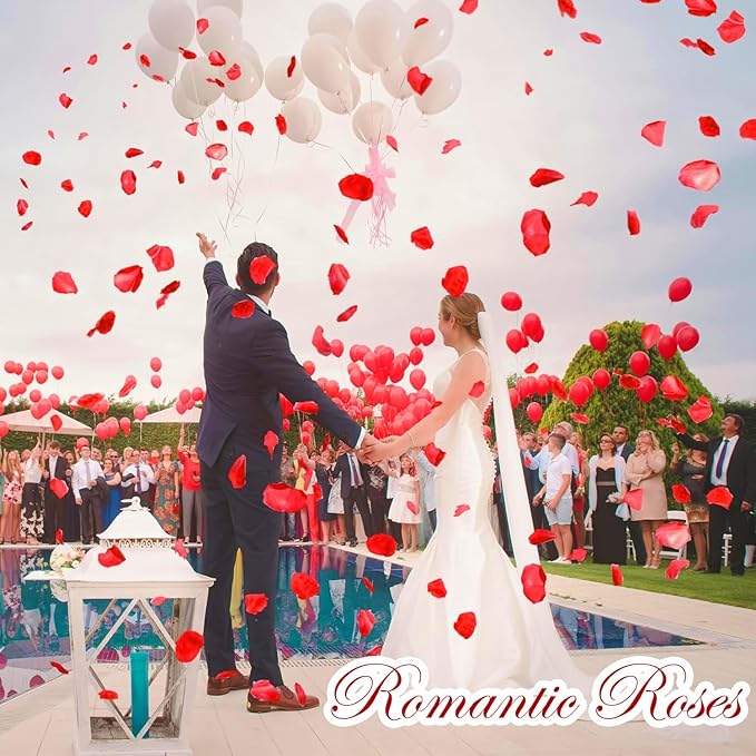 2400 Rose Petals Artificial - Bulk Rose Petals for Wedding Decorations, Aisle Runner, Backdrop - Fake Rose Flower Petals for Anniversary,Valentine's Day, Proposal, Party Decor (Red)