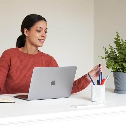 KIBAGA Aesthetic Pen Holder - Modern Concrete Desk Organizer for Office Supplies | Stylish & Functional