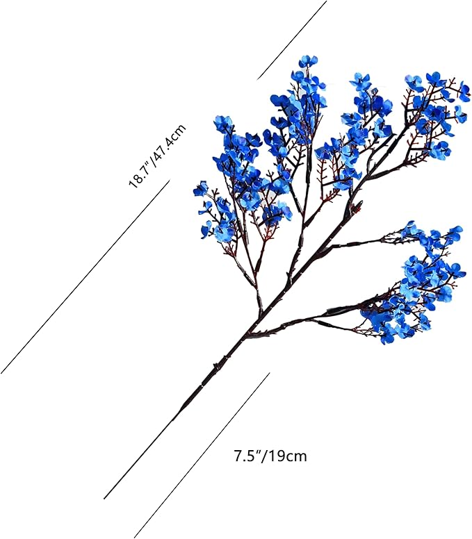 Mandy's Royal Blue Artificial Baby’s Breath European Flowers 6 Bundles Silk Gypsophila with Bendable Stems for Fall Thanksgiving & Christmas Centerpiece Wedding Decor and Table Arrangements