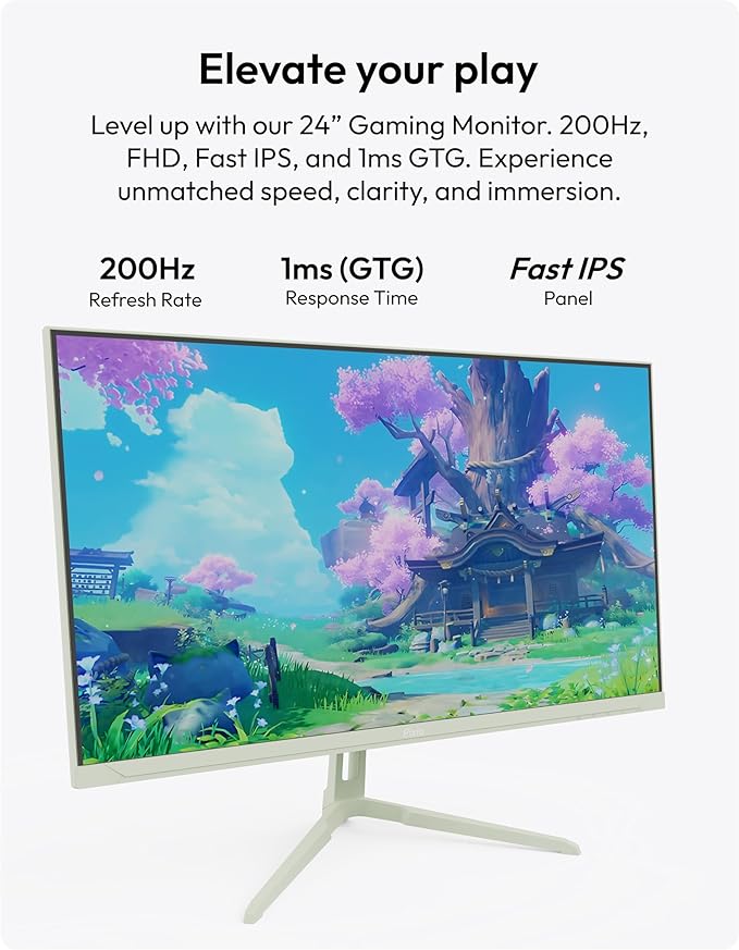 Pixio PX248 Wave Mint Green 24 inch 200Hz Refresh Rate FHD 1080p Resolution Fast IPS Panel 1ms GTG Response Time Built-in Speakers Gaming Monitor with Adaptive Sync