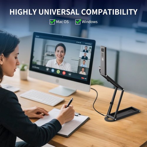NetumScan 4K USB Document Camera - Foldable Webcam with Microphone & Autofocus | A3 Size for Classroom & Remote Teaching