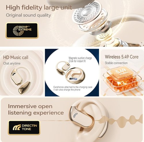 Skiennix AI Translation Earbuds - Real-Time 144-Language Translator | Bluetooth 5.4, iOS & Android Compatible - Gold