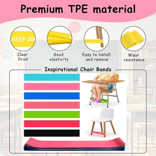 ROOKEA Fidget Chair Bands - 15 Pack ADHD Tools for Improved Focus & Reduced Restlessness | Sensory Home Essentials