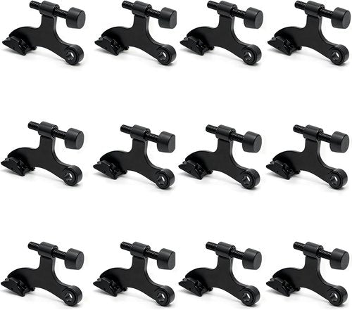 Hinge Pin Door Stopper - Adjustable Heavy Duty Design with Black Rubber Bumper Tips | 12 Pack
