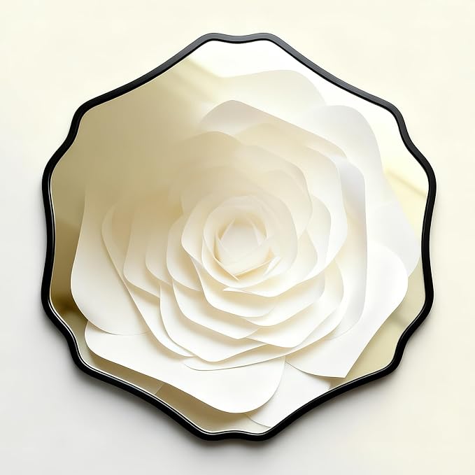 Irregular Hexagon Wall Mirror with Wavy Edge, Modern Decorative Mirror for Bathroom, Bedroom, Living Room, Frameless Vanity Mirror