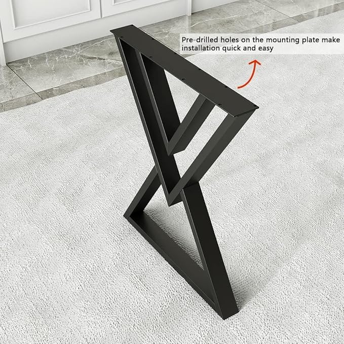 28 Inch Metal Dining Table Legs, Heavy Duty Desk Legs Set of 2, 1000 LBS Load Capacity, Industrial Iron Leg for DIY Desk, Kitchen Table, Conference Table, with Adjustable Feet, Matte Black
