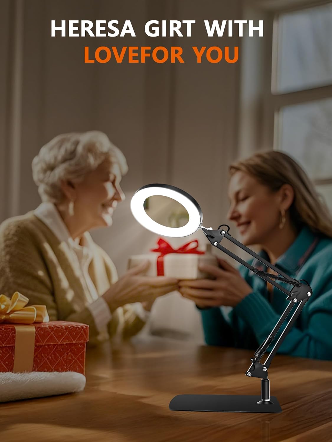 10X Magnifying Glass - Real Glass Lens with Dimmable LED Light & Clamp for Crafts, Reading, Painting
