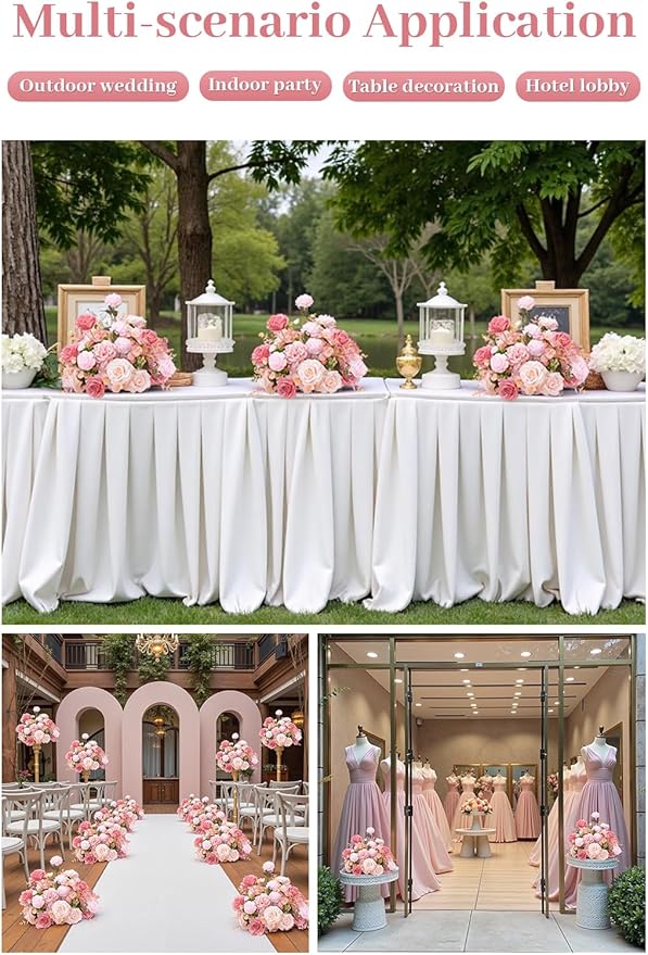 2pcs 17inch Pink Free Standing Flowers Ball Bouquet Artificial Rose Arrangements Balls for Wedding Centerpieces Tables Chair Aisle Runner Flowers Decorations