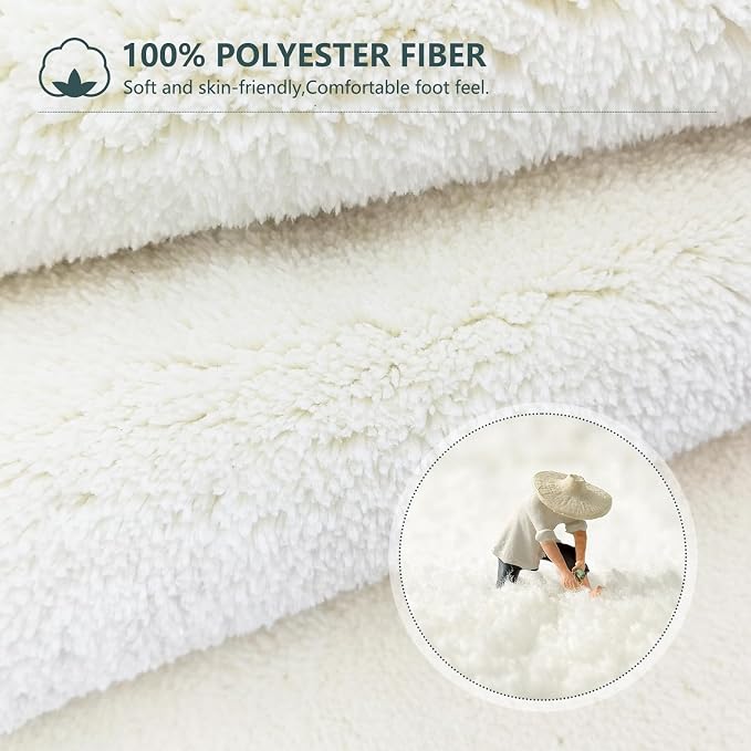 APROPHIC 20"X30" Boho Bath Rugs for Bathroom Decor Non-Slip Bath Mat Absorbent Plush Microfiber Soft Carpet Machine Washable Bath Mat for Bathrooms,Showers,Laundry Rooms,White and Green