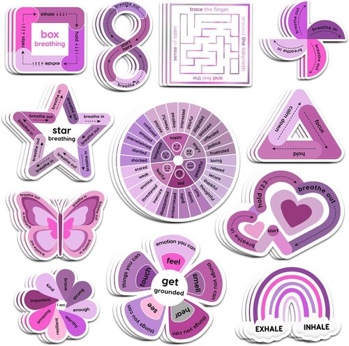 Skiennix 36Pcs Anxiety Sensory Stickers - Calming Therapy Decals for ADHD Relief | 3" Textured Vinyl