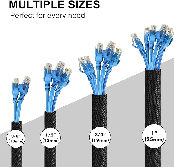 Secbolt Cord Protectors from Pets No Chew, 25ft - 1/2 inch Ultra Durable Cord Covers for Pets, Bite-Resistant Cable and Wire Protector for Cats, Dogs, Rabbits - Black