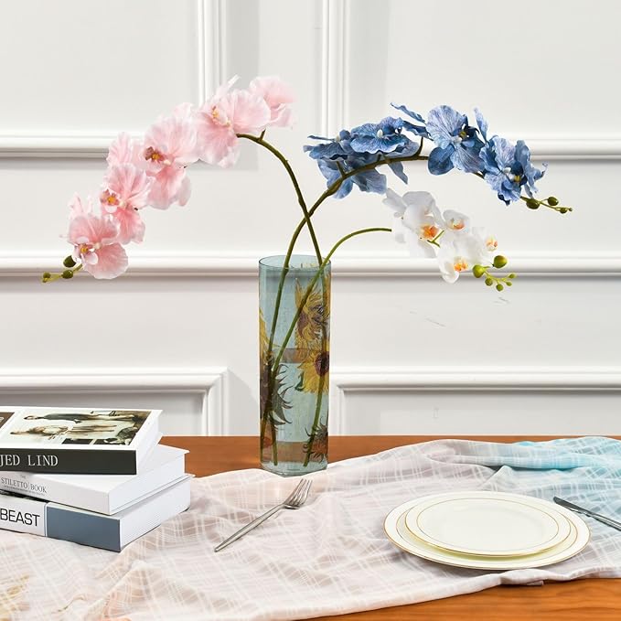 Vase Plastic Vase Elegant Cylinder Flower Vase Shatterproof Decorative Centerpiece for Home Table Office Weddings Events (11.8 x 3.9 in)