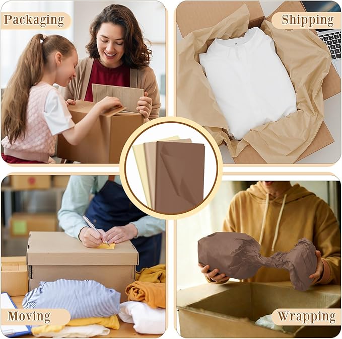 Qilery 500 Sheets Tissue Paper 15 x 20 Inch Acid Free Wrapping Gift Paper Crafts Bulk for Holiday, Birthday, Party Decor, Weddings, Baby Shower(15 x 20 Inch,Classic,Kraft Brown)