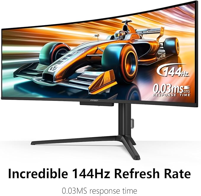 INNOCN 49" OLED Ultrawide Curved Monitor 5K2K 5120 x 1440p 144Hz, 0.03ms, AI PC Computer Monitor, USB Type C 90W, HDMI 2.1, DisplayPort, USB Hub, Speakers, Adaptive-Sync, Adjustable Stand, Black