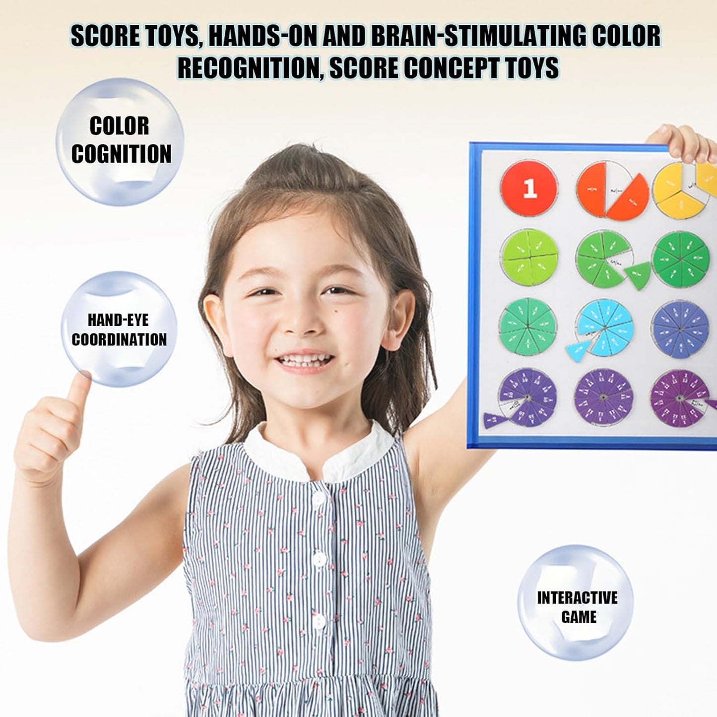 Skiennix Magnetic Fraction Demonstration Book - Educational Puzzle & Tiles for Montessori Math (3 Fold)