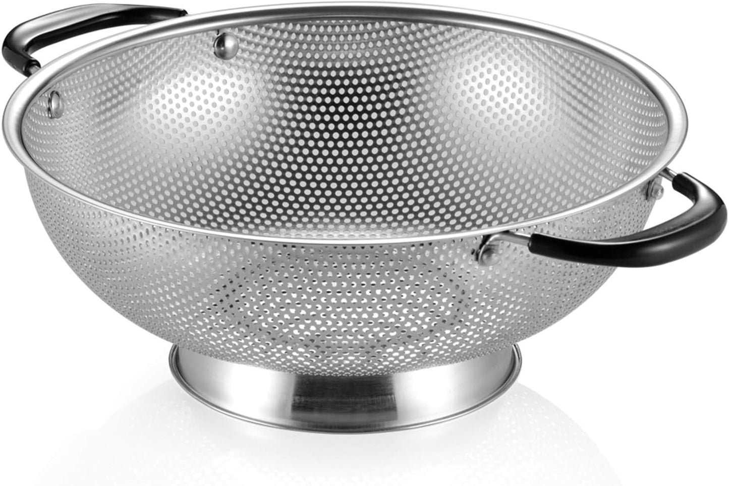 Tiawudi 5-Quart Stainless Steel Colander - Easy Grip Micro-Perforated Strainer with Heat-Resistant Handles