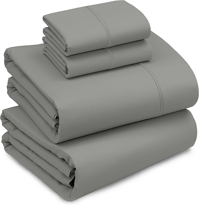 RUVANTI 100% Cotton King Size Sheets Set, 4 Pieces, Soft & Breathable Percale Weave Bedding, Deep Pocket 16", Hotel Standard, Crisp Cool Feel, Durable, Perfect Dyed Bed Sheet, Dark Grey