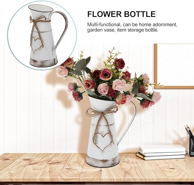 BESTonZON Decorative Metal Iron Flower Vase Tabletop Floral Arrangement Pot for Home Office Boutique Dessert Shop for Fresh Artificial Flowers