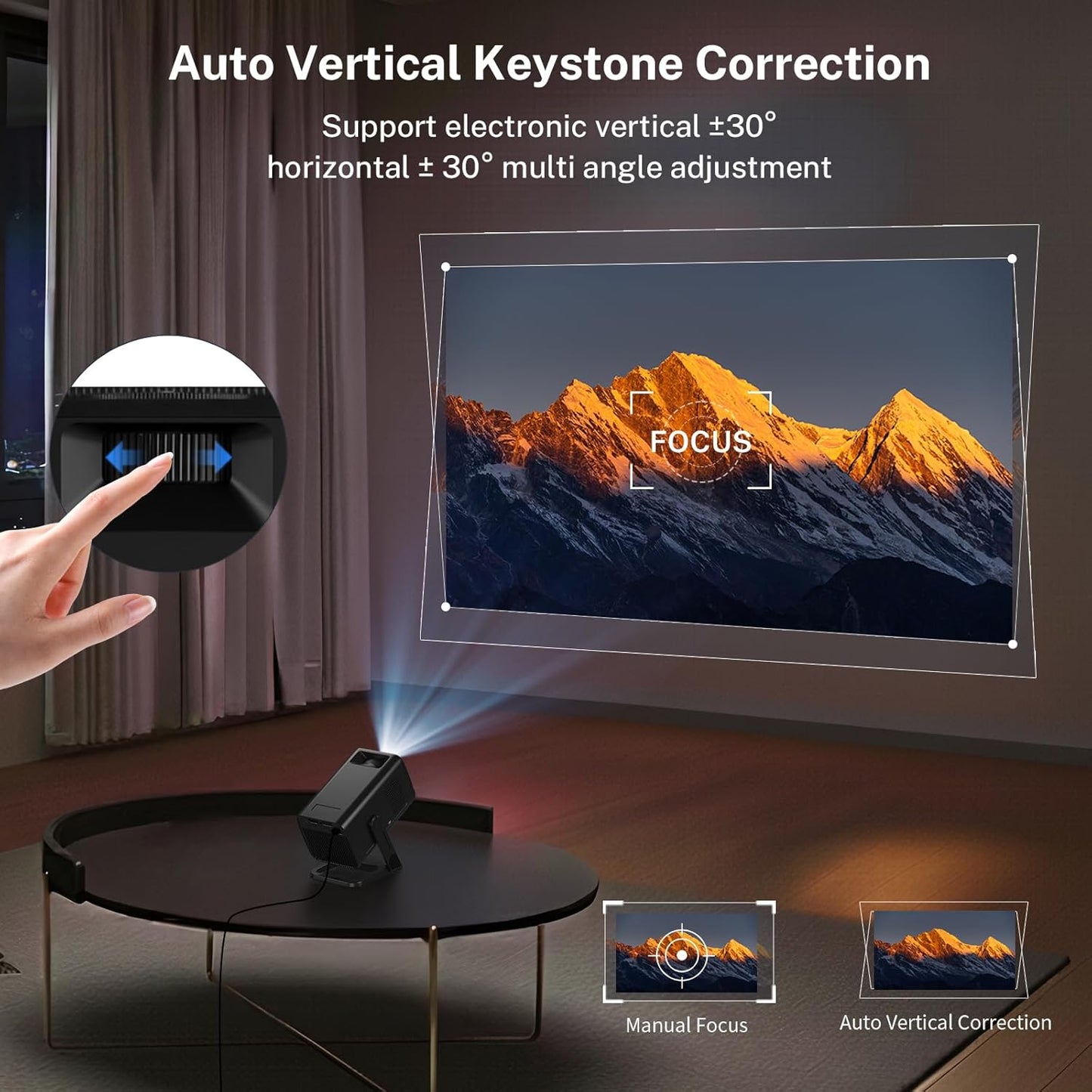 VisualCube Mini Projector - 1080P 4K WiFi 6 & Bluetooth 5.4 | Portable Outdoor Projector, Black