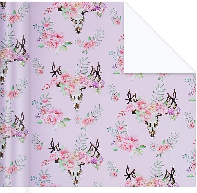 Aimyoo Pink Floral Wrapping Paper Roll 17 in x 10 ft, All Accasion Flower Gift Wrap for Wedding Birthday Bridal Shower