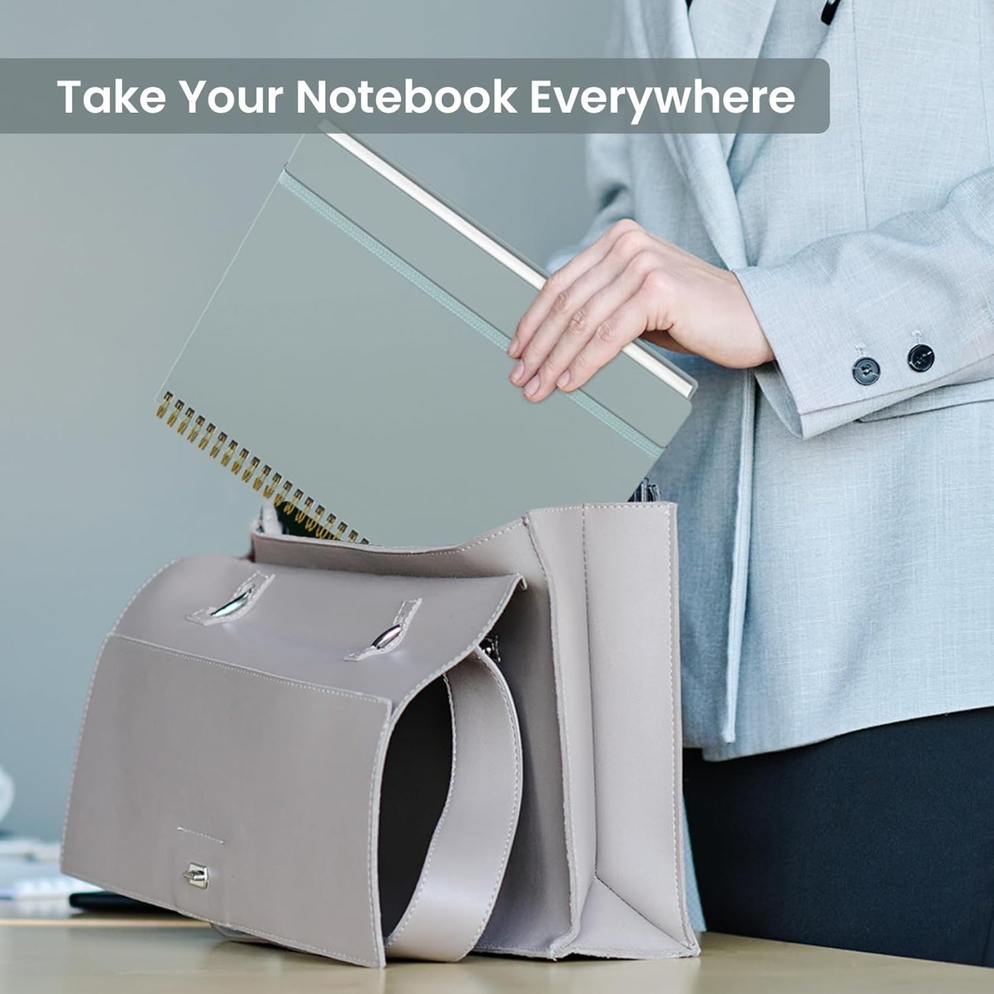 Taja Spiral Lined Notebook - Large 8.5"x11" College Ruled Journal for Work | Airy Blue Cover