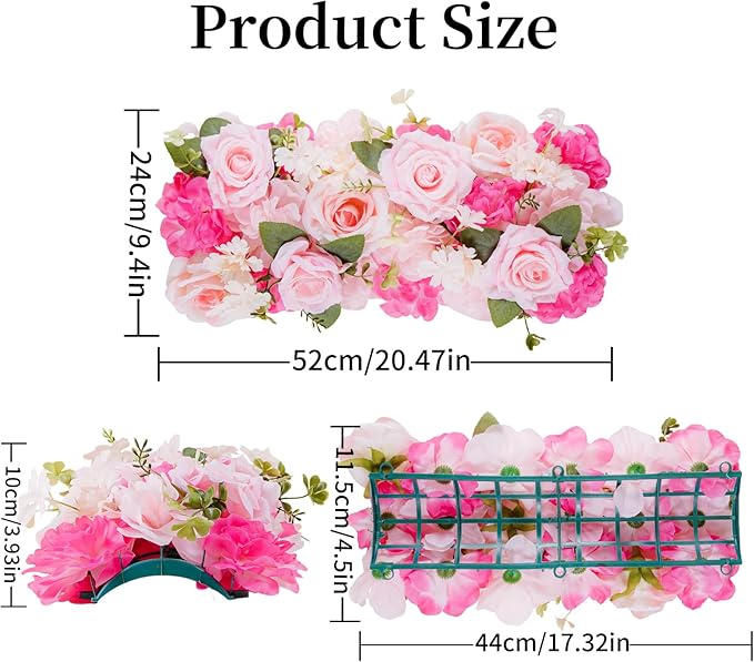 Flower Centerpieces for Tables - 10 Pack Wedding Arch Artificial Flowers Pink Arrangements Center Piece for Reception, Living Room, Kitchen, Dining Table Runner Decorations(20.5 * 9.4''/52 * 24cm)