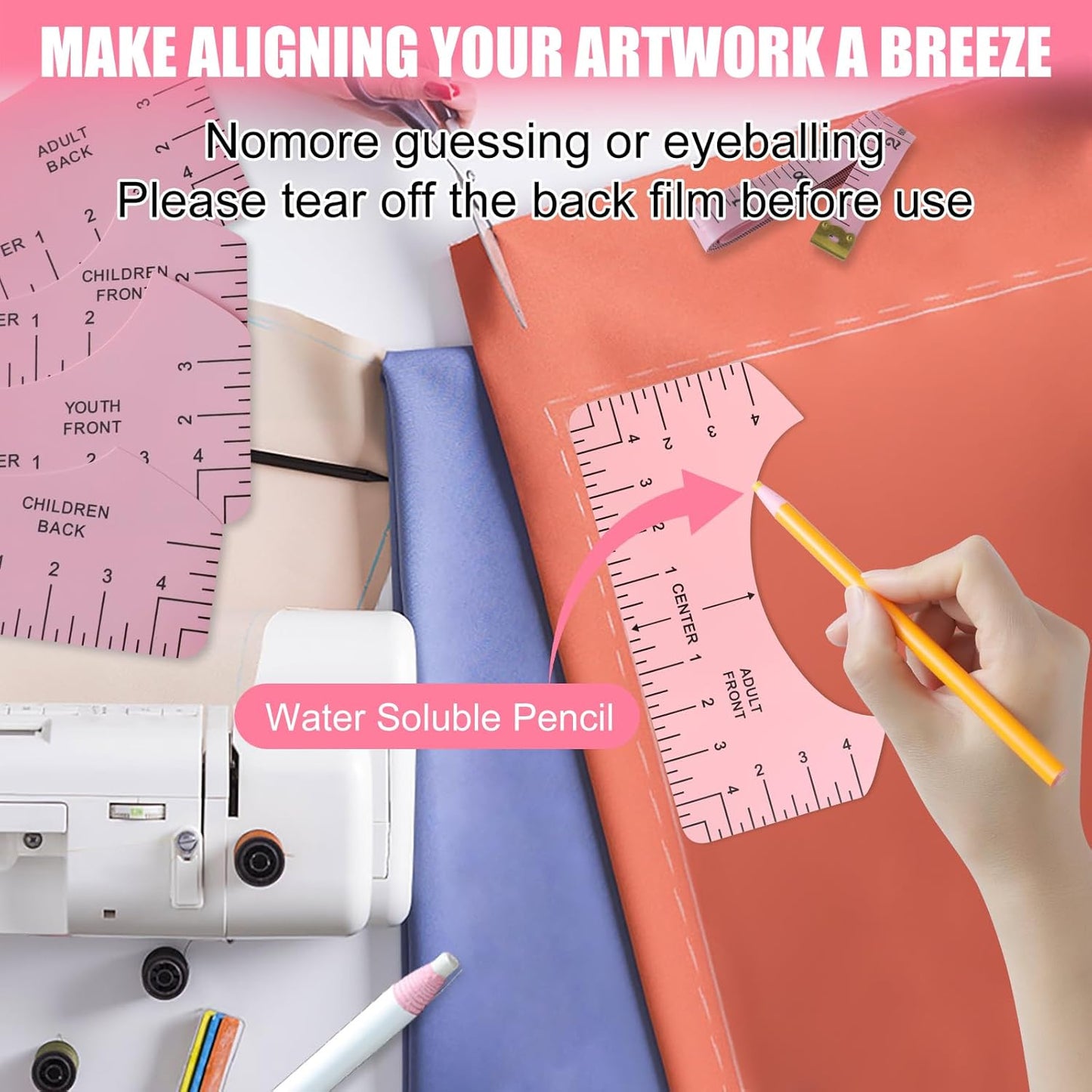 XEUZK Sublimation Shirt Kit - Complete 8T Ruler Set, Teflon Sheets, Gloves & Tape | 12x16in