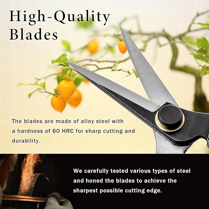 Professional Forged 8.2" Japanese Bud Cutting Pruning Shears Garden Flower Trimming Scissors Made in Japan (Double-blade)