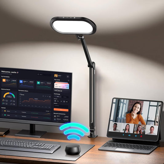 **Skiennix LED Desk Lamp - Eye-Care Double-Sided Light with Dimmable Knob & Adjustable Arm for Home Office**